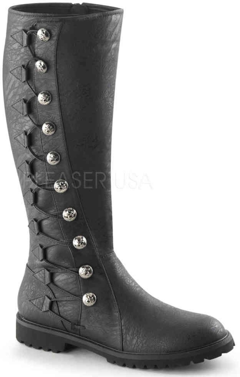 L | GOTHAM-109 | 1 1/2 Heel Mens Knee High Boot w/ Button Lace-up, Zip